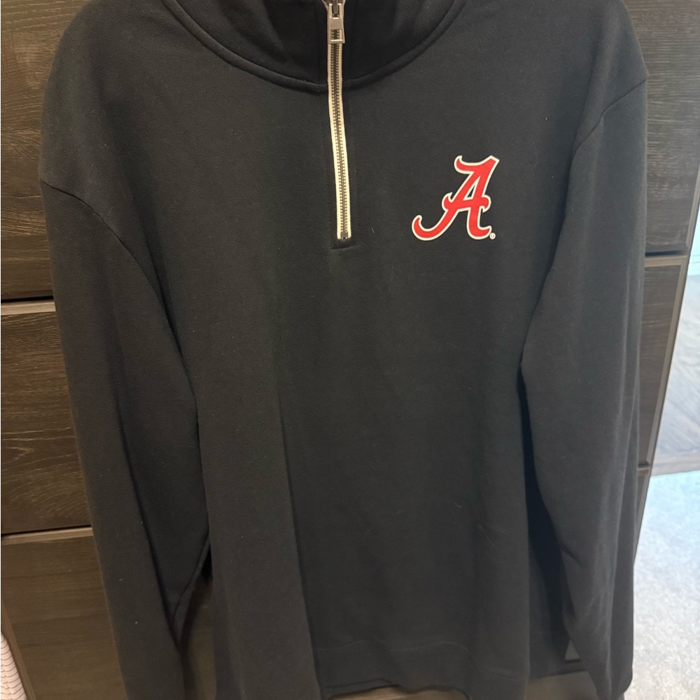 Black Quarter-Zip Sweatshirt with Red Alabama Logo